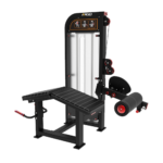 ARGO Fitness   Leg extension gym machine with a padded bench and vertical weight stack black and silver framing